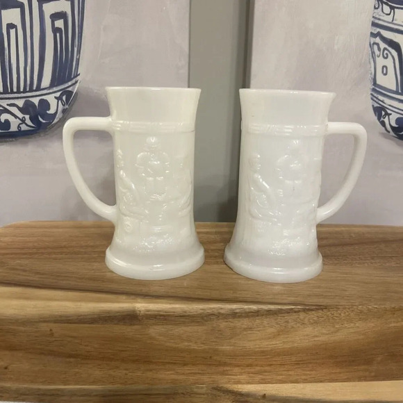 Fostoria Other - (2) VINTAGE FOSTORIA MILK GLASS MUG HEAT PROOF, U.S.A.